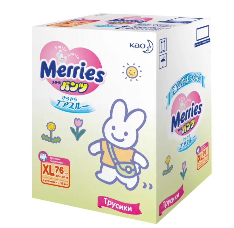 Подгузники Merries Walker трусики (12-22кг) 76шт