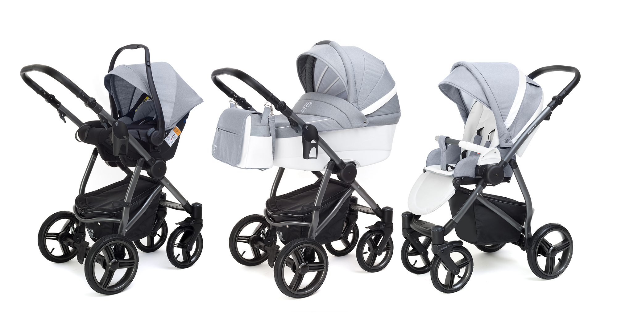 Коляска 3 в 1 Esspero Grand Newborn Lux (шасси Graphite) Jeans Grey