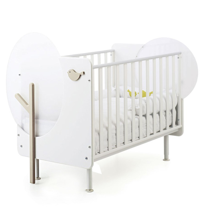 Детская кровать Baby Expert Bosco с реечными бортиками белый/крем