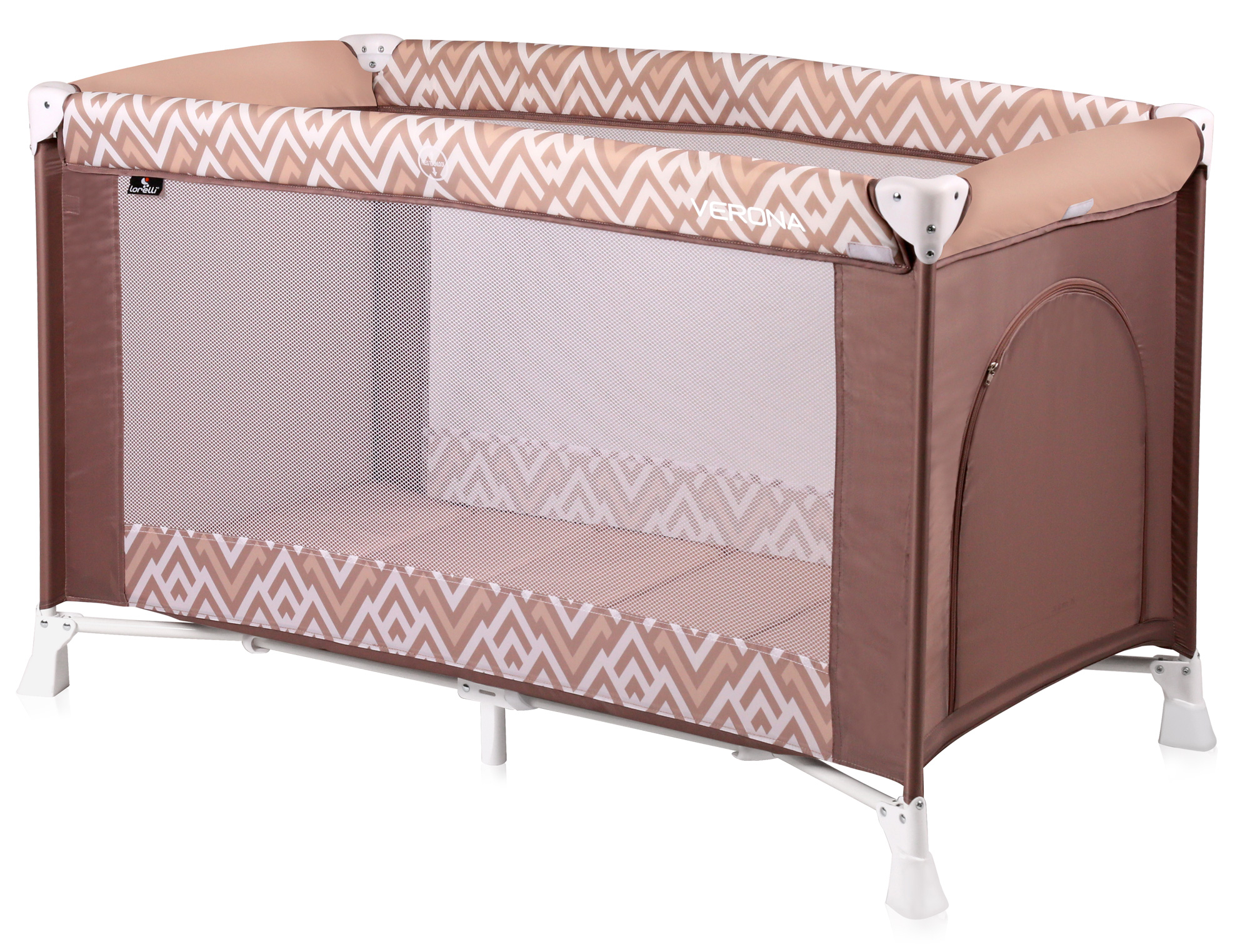 Манеж-кровать LORELLI Verona 1 Коричнево-бежевый / Brown&Beige Lines 1940
