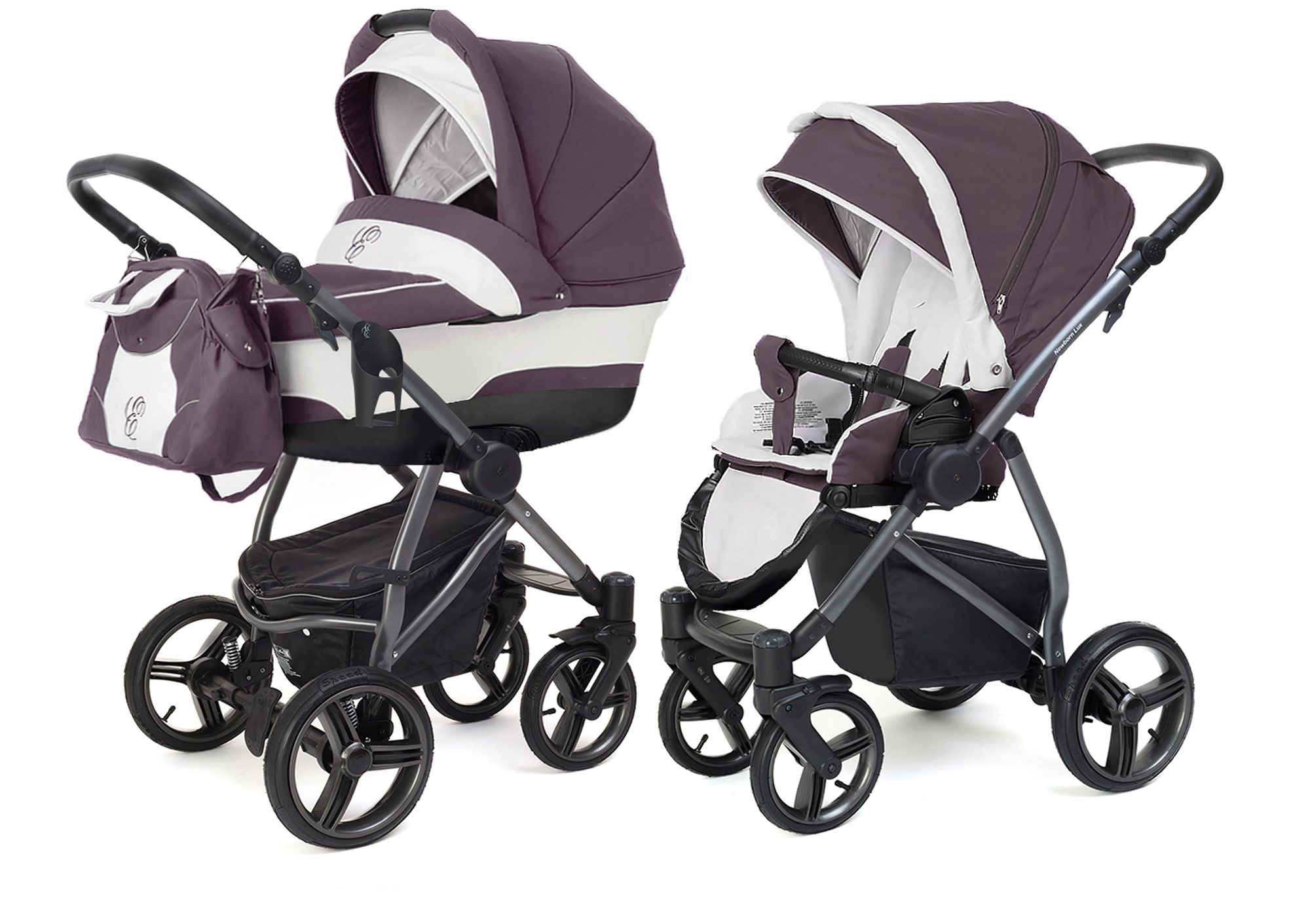 Коляска 2 в 1 Esspero Newborn Lux (шасси Graphite) Brown Lux
