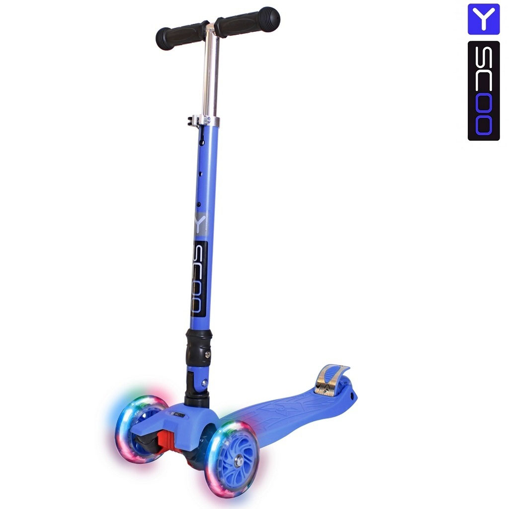 Самокат Y-SCOO 35 MAXI FIX Shine со светящимися колесами dark blue