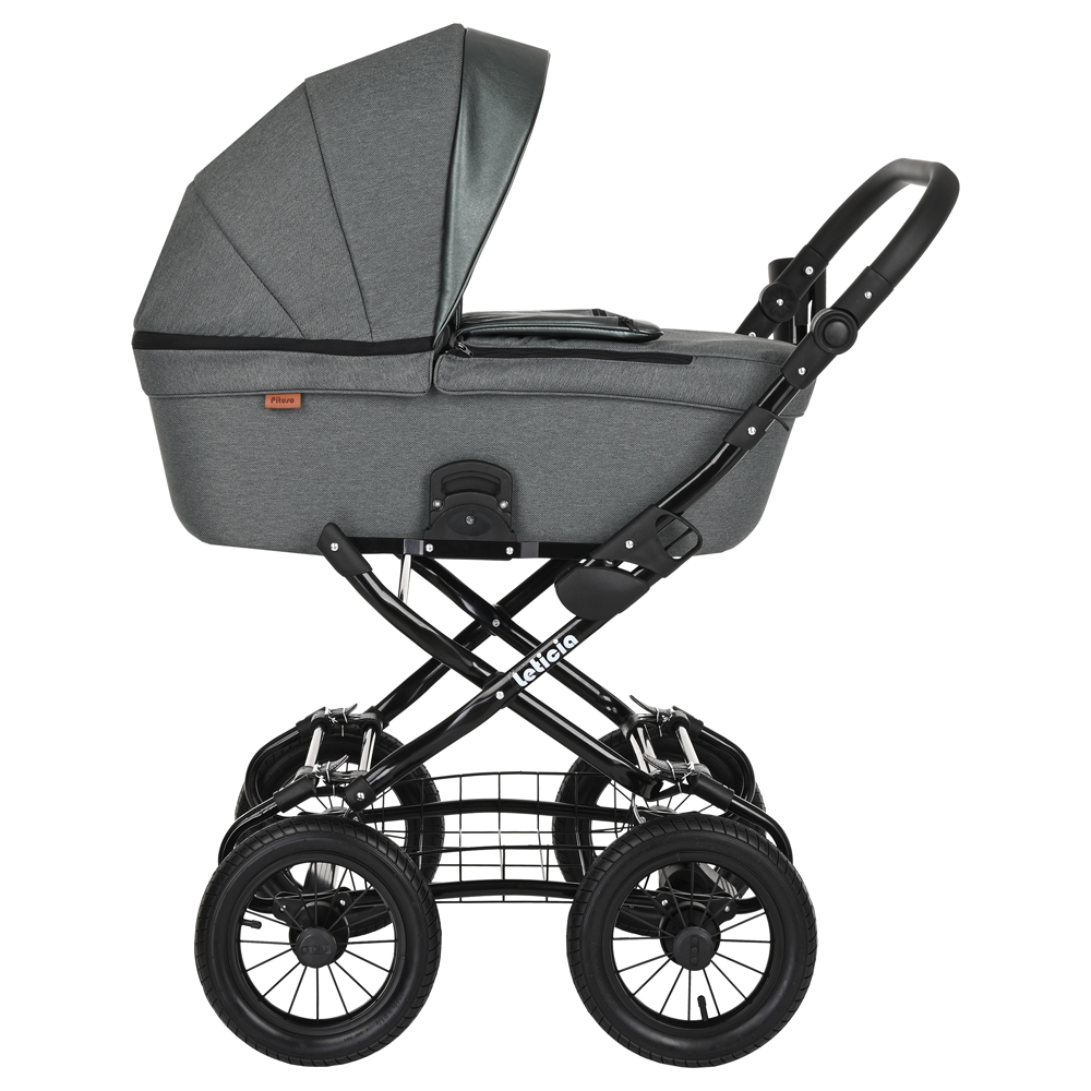 Коляска для новорожденных Pituso Leticia Classic/12d Night Green+Кожа Night Green Metalic