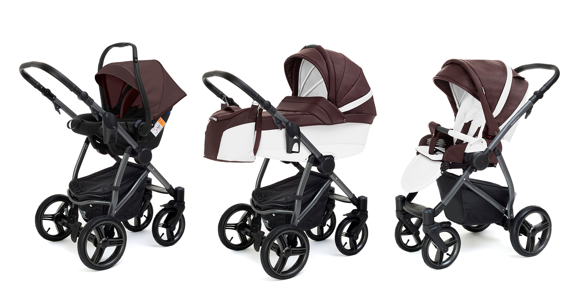 Коляска 3 в 1 Esspero Grand Newborn Lux (шасси Graphite) Nappa Brown