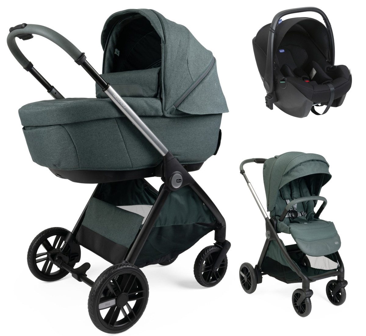 Коляска 3 в 1 Chicco Bellagio с автокреслом Kory Fir Tree