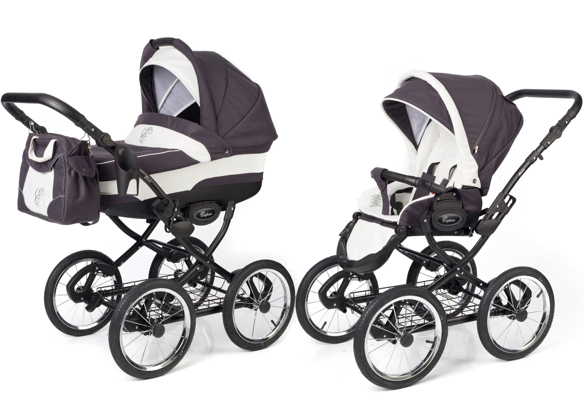 Коляска 2 в 1 Esspero Classic (шасси Black) Grey Leves