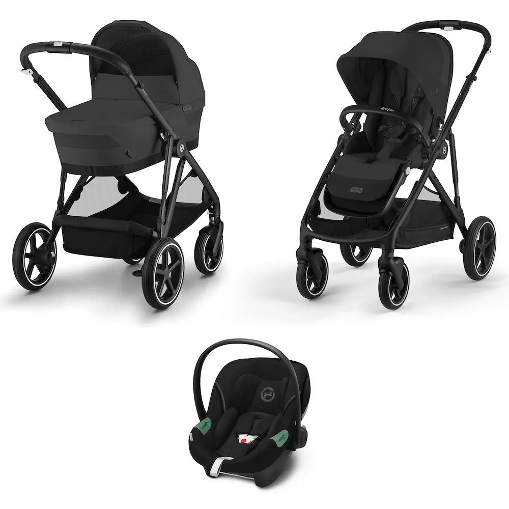 Коляска 3 в 1 Cybex Gazelle S и автокресло Cloud G i-Size Plus BLK Moon Black