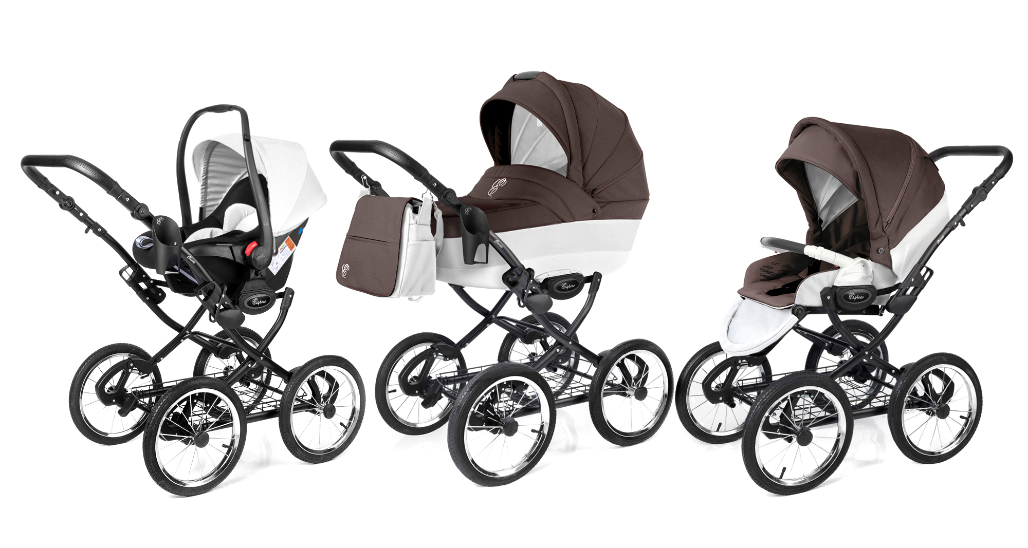 Коляска 3 в 1 Esspero Grand Classic (шасси Black) Cacao leatherette