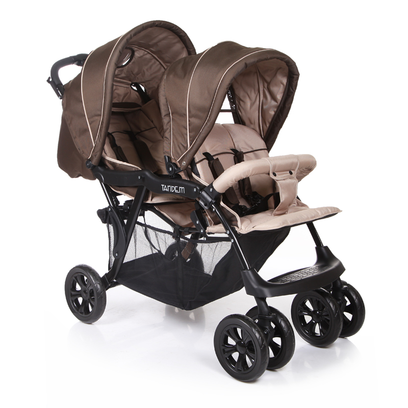 Коляска для двойни Baby Care Tandem Коричневый/Серый