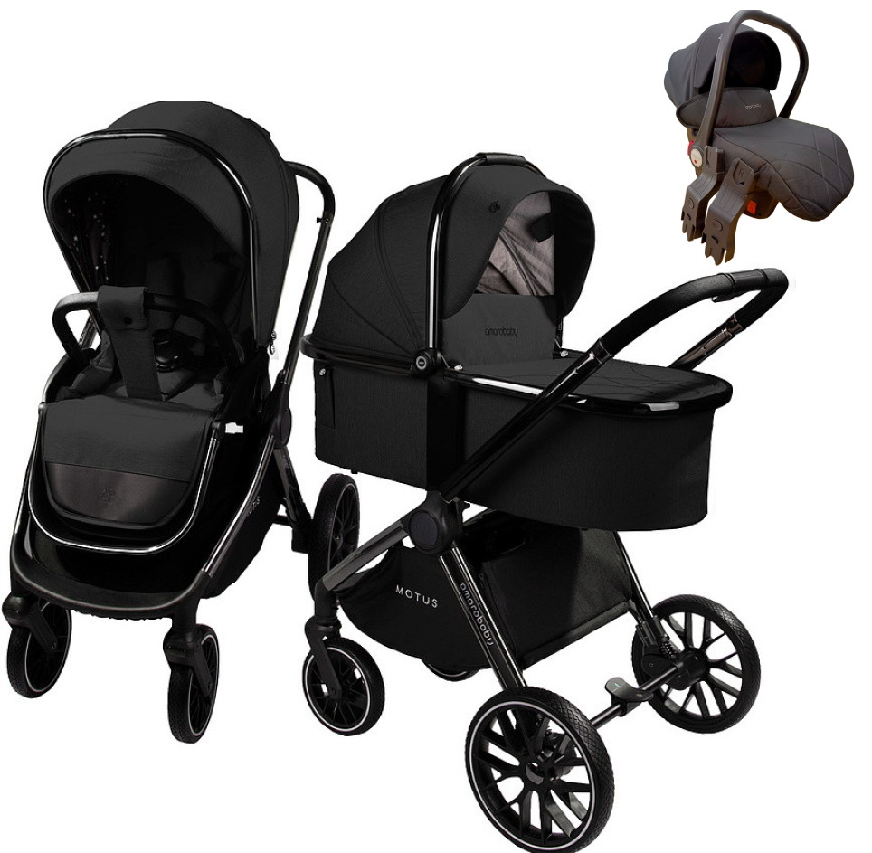Коляска 3 в 1 Amarobaby MOTUS V2 Черный