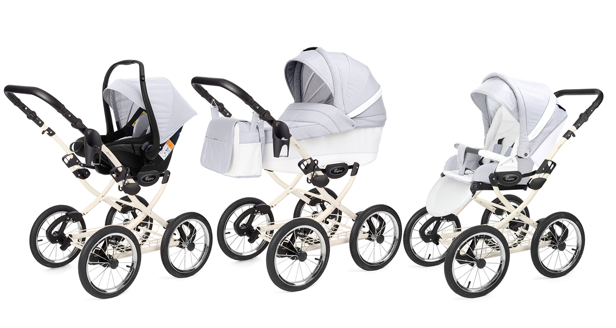 Коляска 3 в 1 Esspero Grand Classic (шасси Beige) Grey Diamond