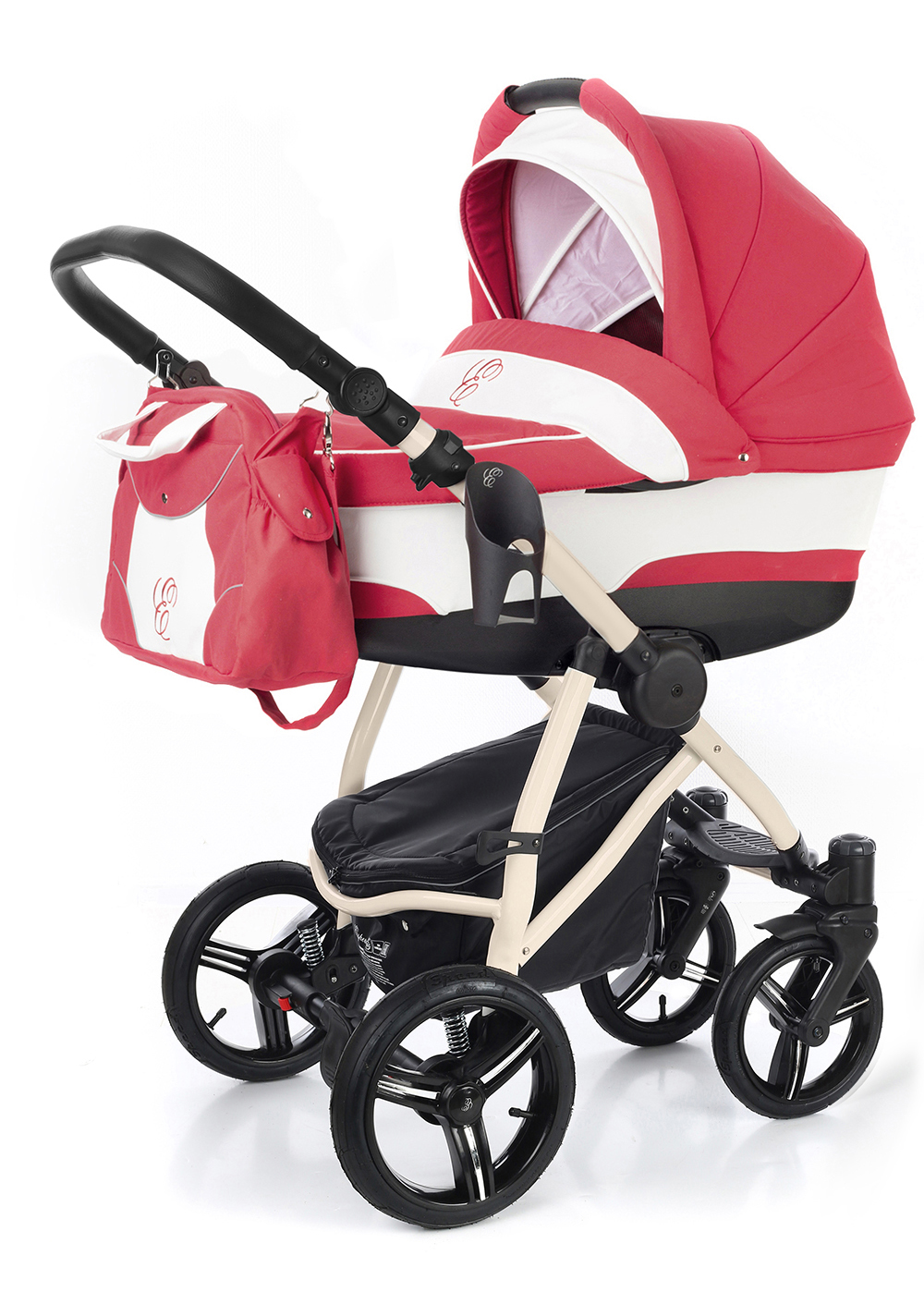 Коляска для новорожденных Esspero Newborn Lux (шасси Beige) Red Lux