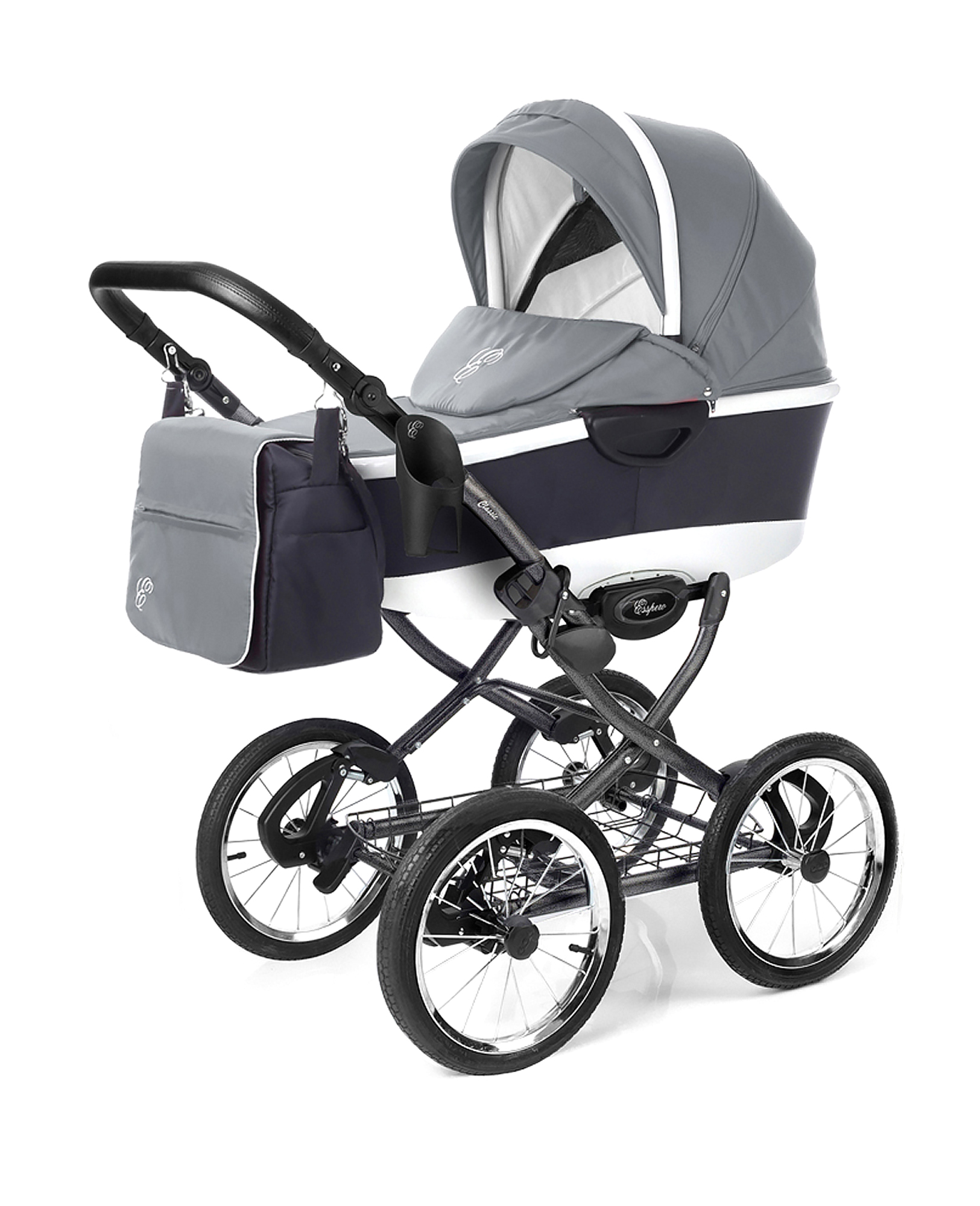 Коляска для новорожденных Esspero Classic Alu (шасси Graphite) Grey