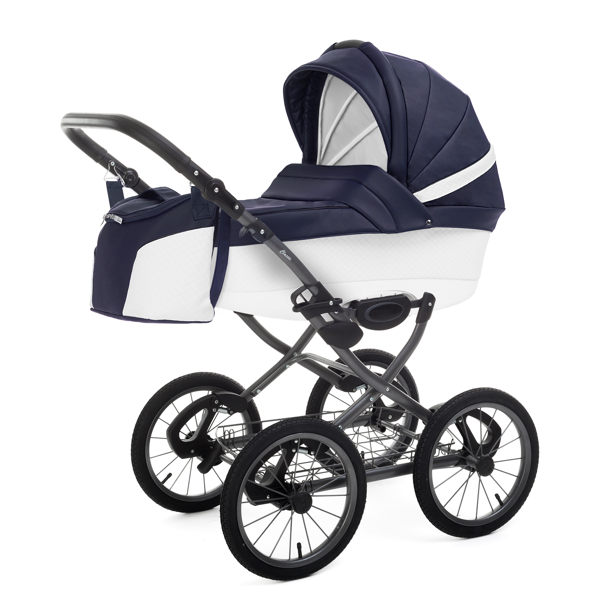 Коляска для новорожденных Esspero Grand Classic (шасси Graphite) Nappa Navy