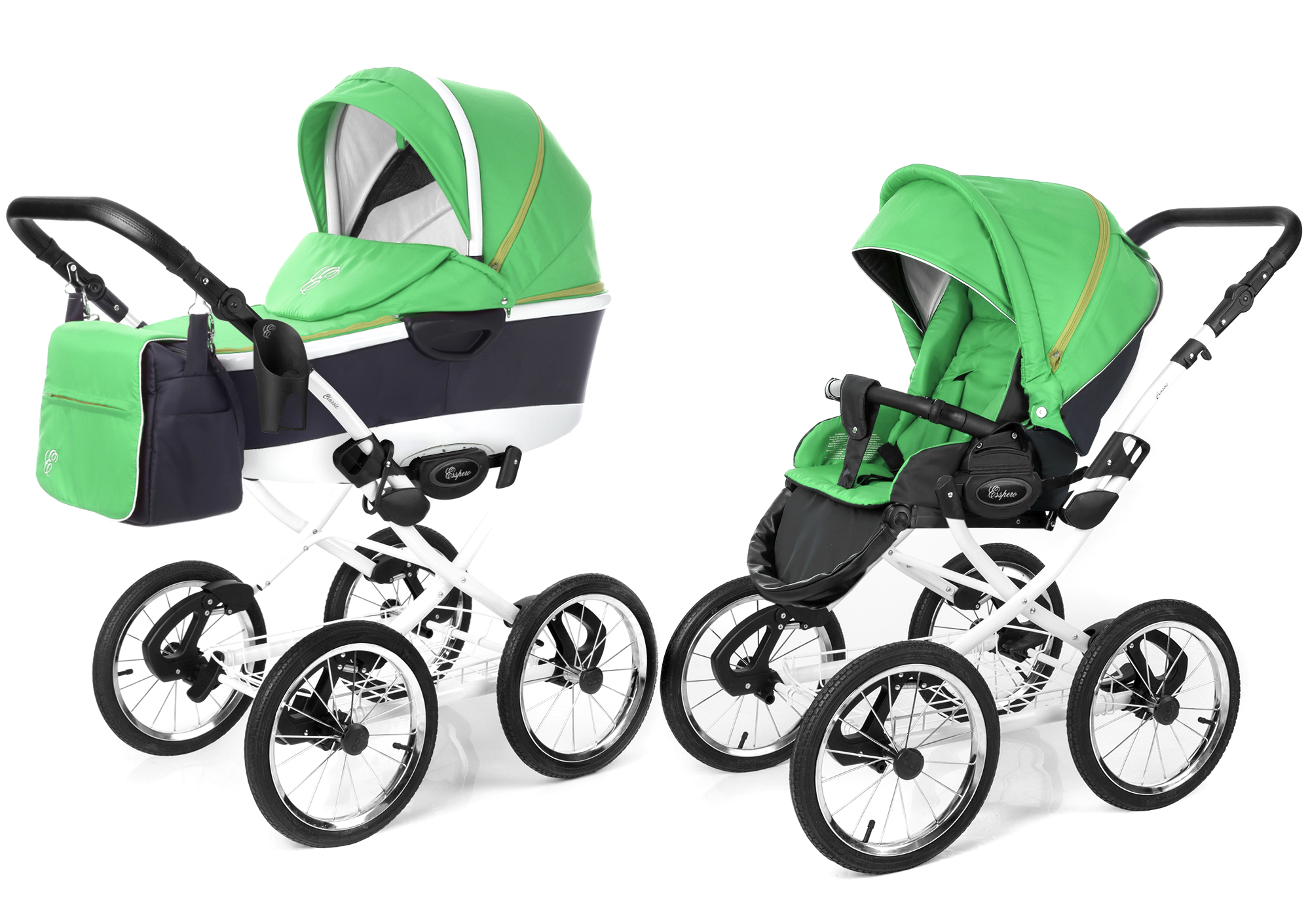 Коляска 2 в 1 Esspero Classic Alu (шасси White) Green