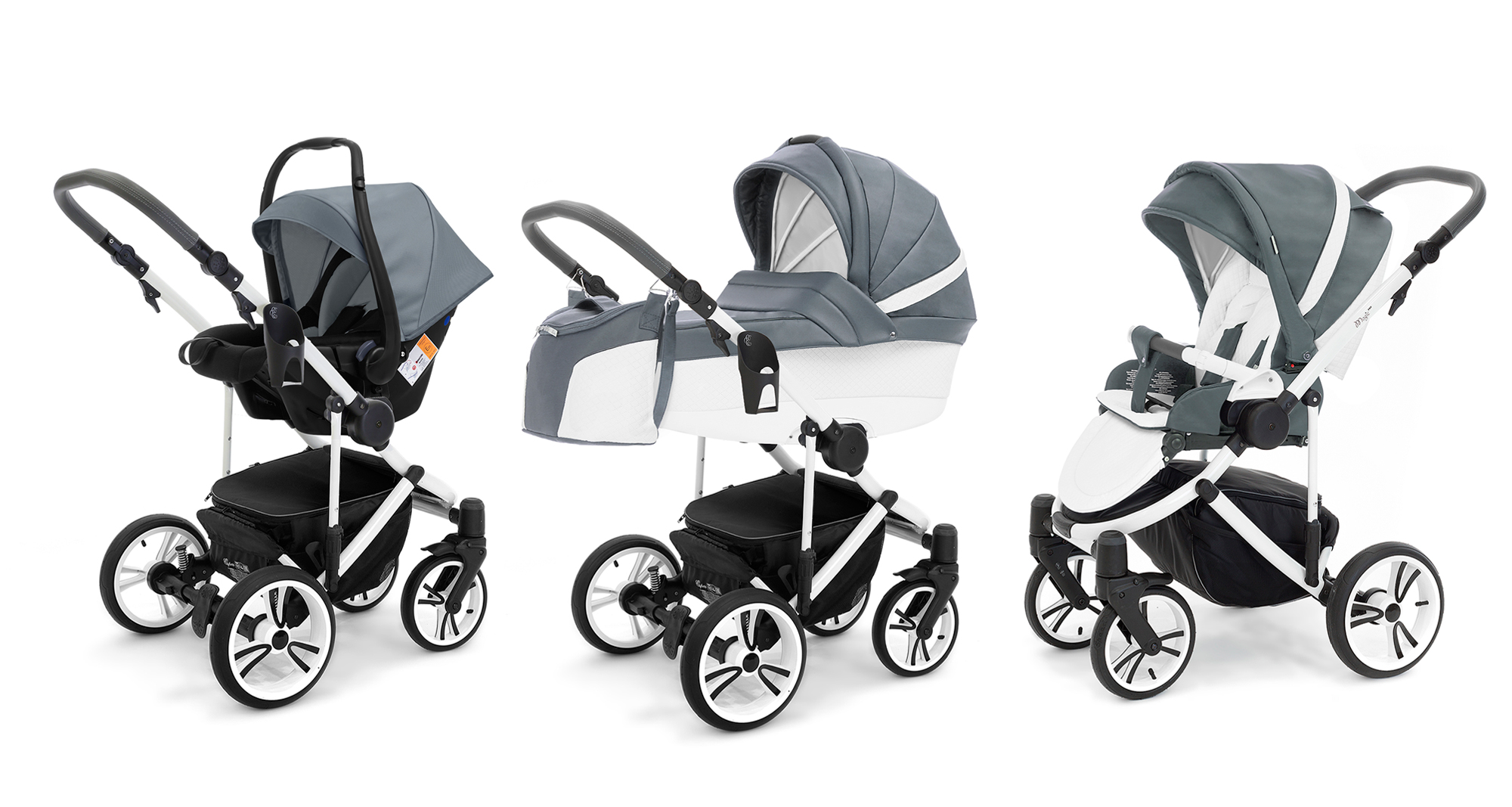 Коляска 3 в 1 Esspero Grand Magic Pro (шасси White) Nappa Blue Grey