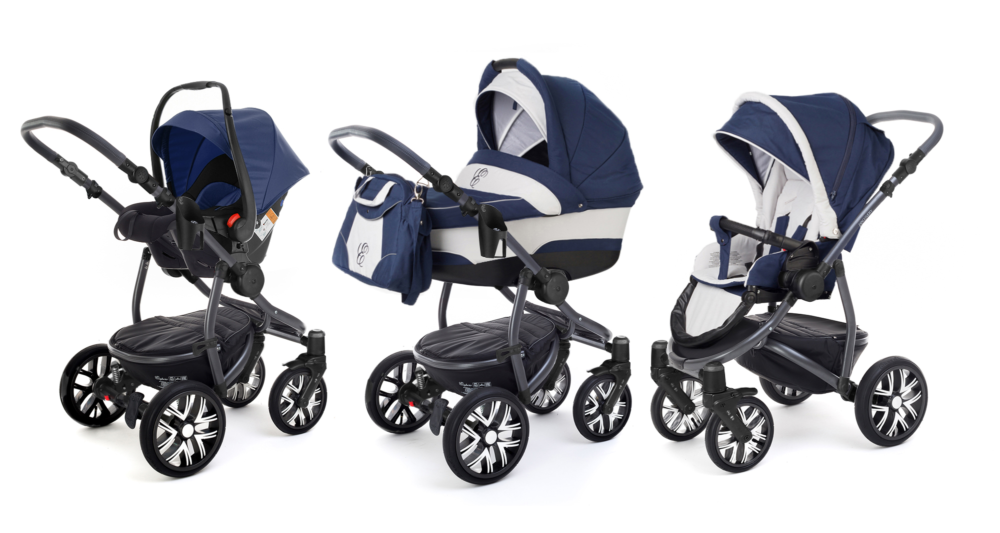 Коляска 3 в 1 Esspero Discovery (шасси Graphite) Navy Lux