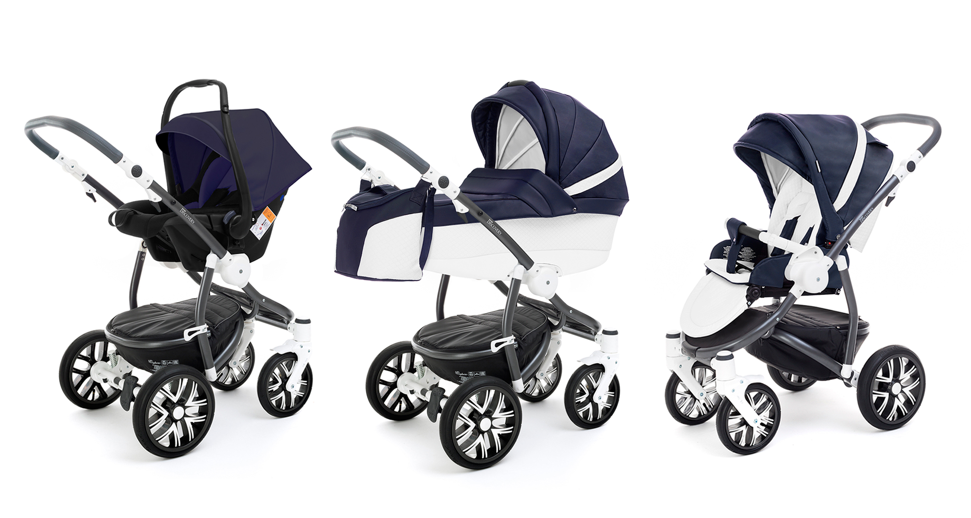 Коляска 3 в 1 Esspero Grand Discovery (шасси Graphite White) Nappa Navy