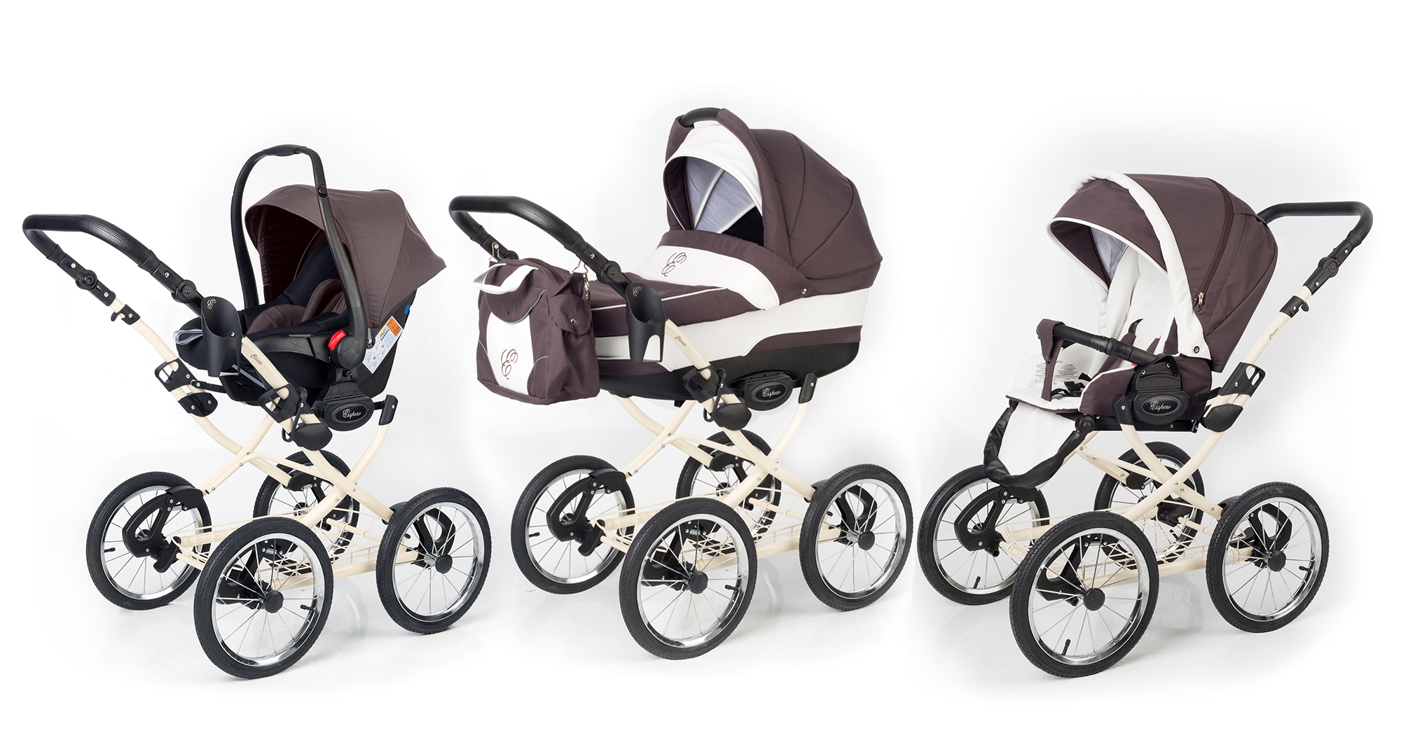 Коляска 3 в 1 Esspero Classic (шасси Beige) Brown Lux