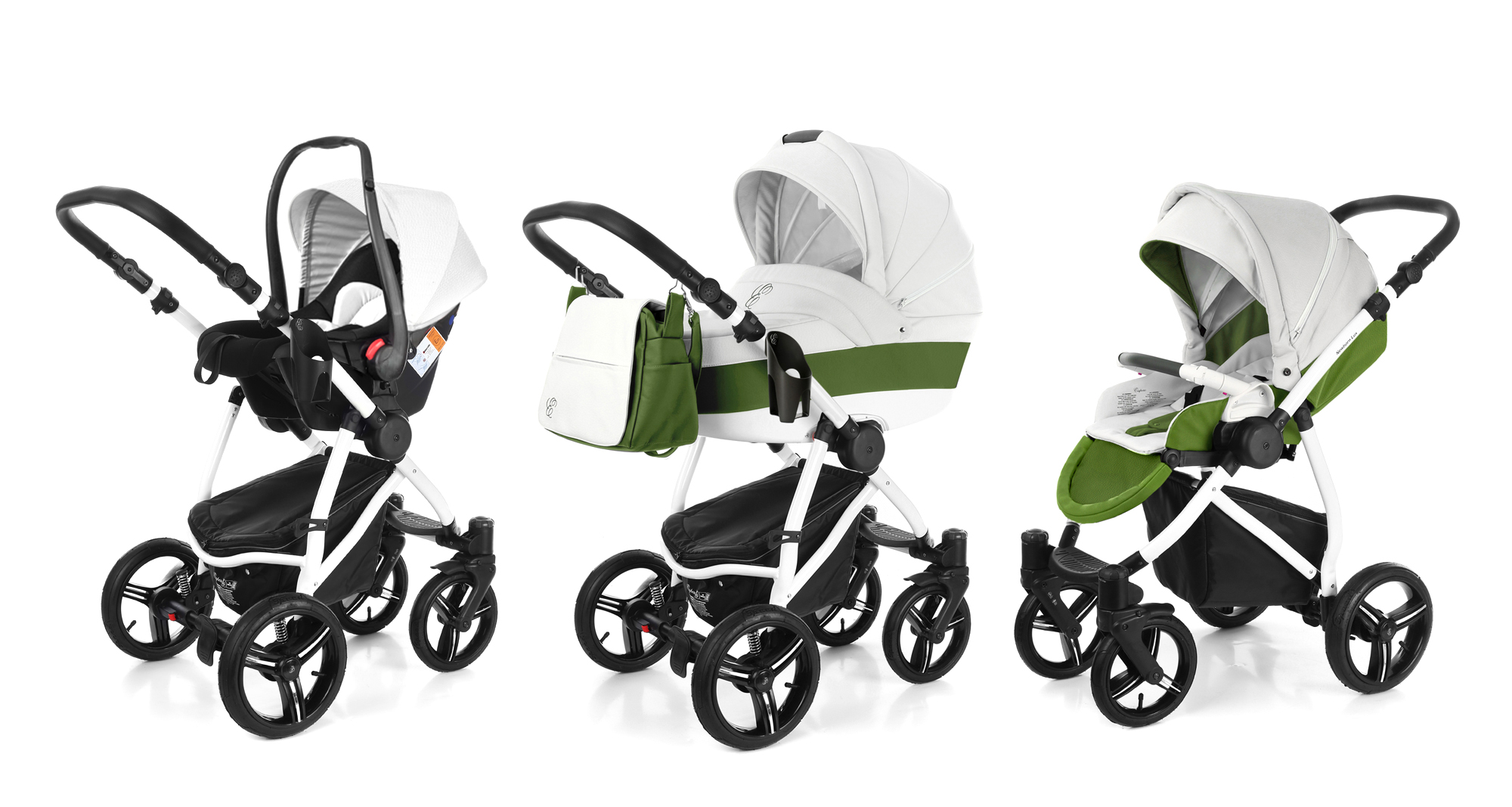 Коляска 3 в 1 Esspero Grand Newborn Lux (шасси White) Apple leatherette