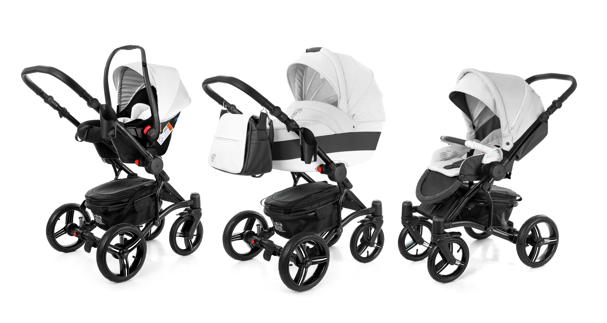 Коляска 3 в 1 Esspero Tour Leatherette (шасси Black) White leatherette