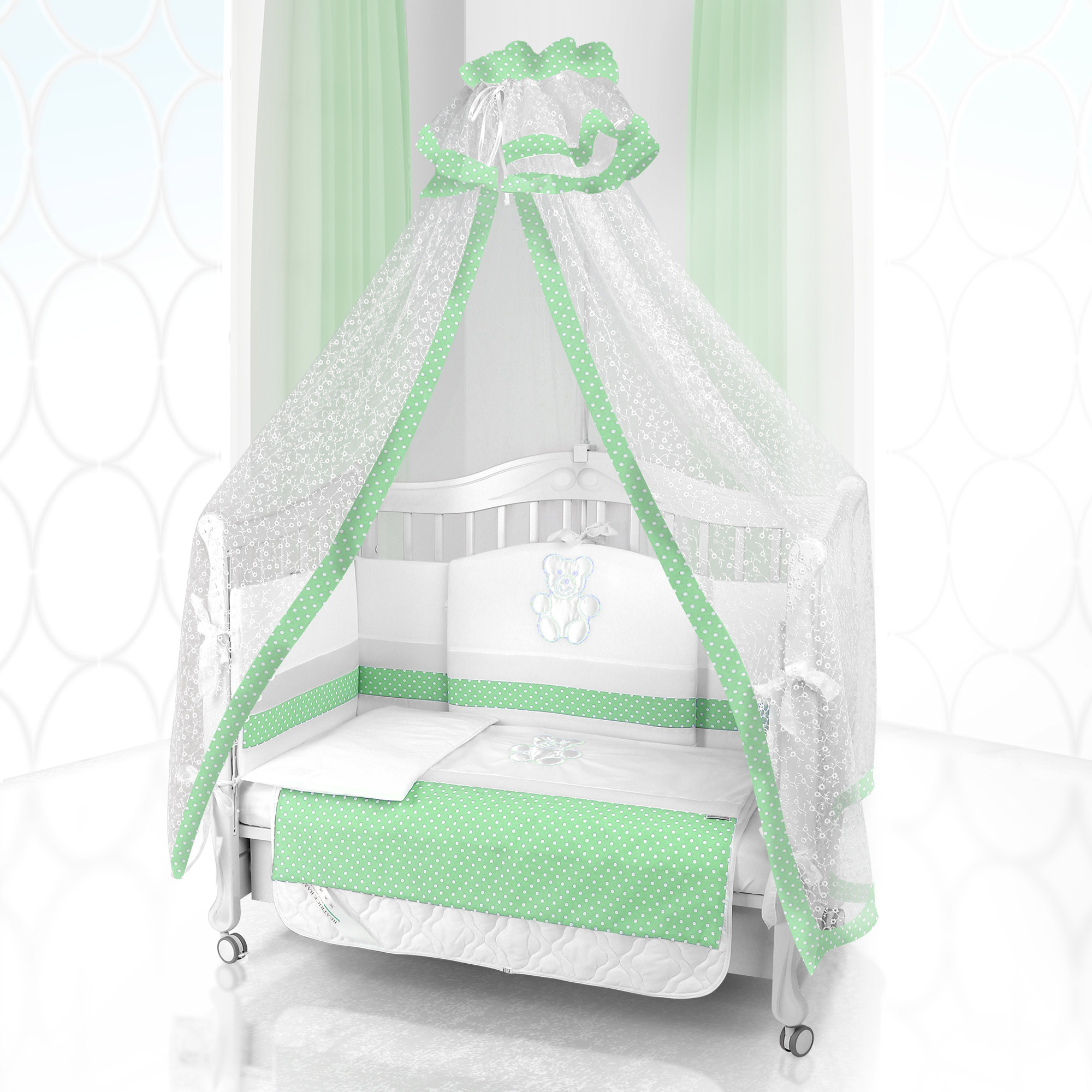 Комплект постельного белья Beatrice Bambini Unico Puntini (120х60) bianco verde