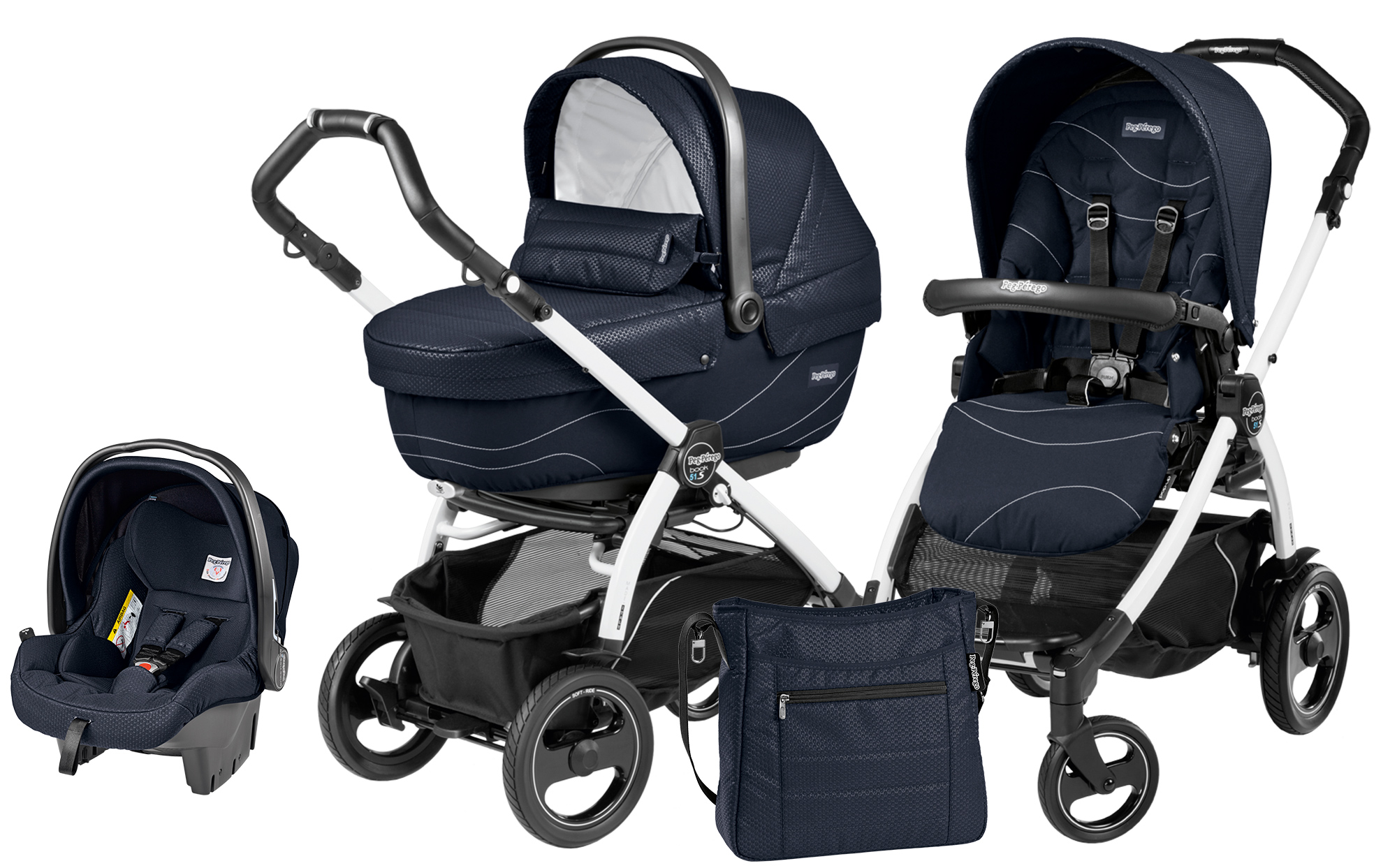 Коляска 3 в 1 Peg Perego Book 51 S XL Set Modular (шасси White/Black) Bloom Navy