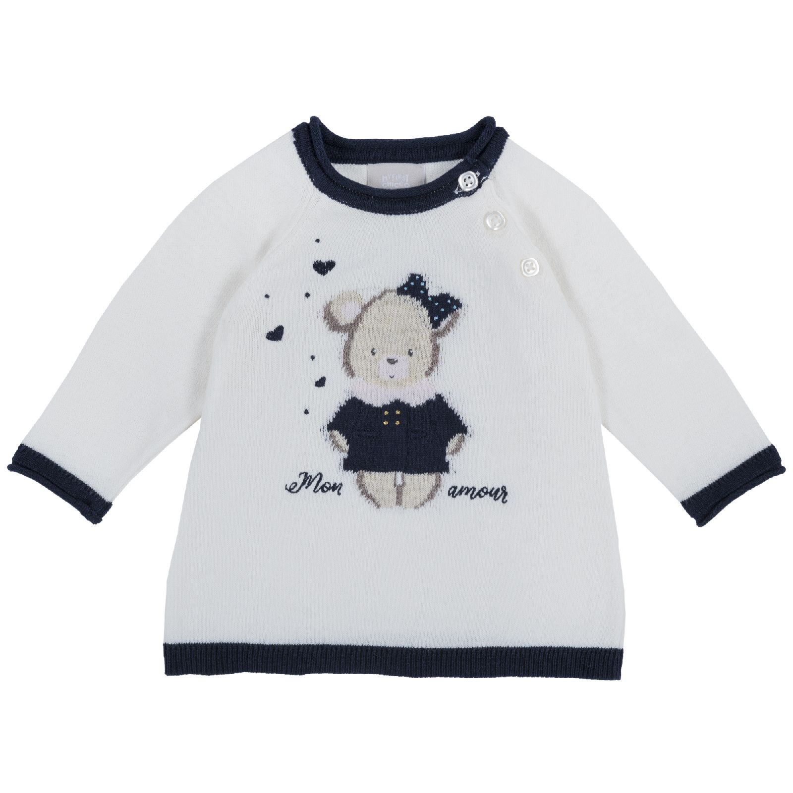 Платье вязаное Chicco, длинный рукав, цвет белый Белый, р.80