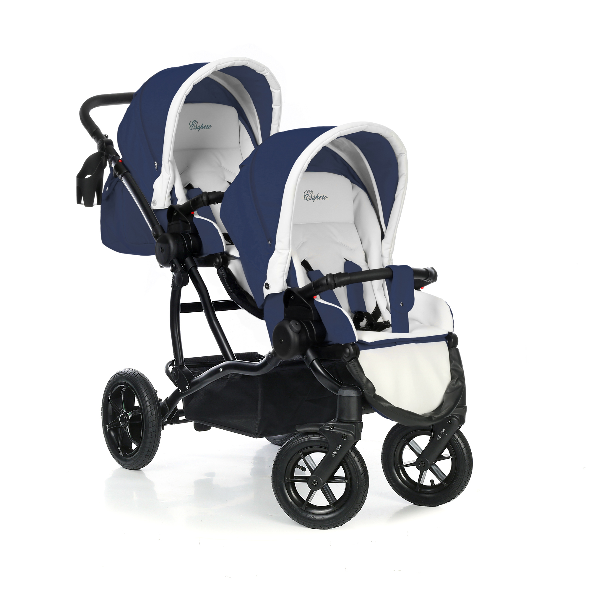 Коляска для двойни Esspero Duetto (шасси Black) Navy Grey