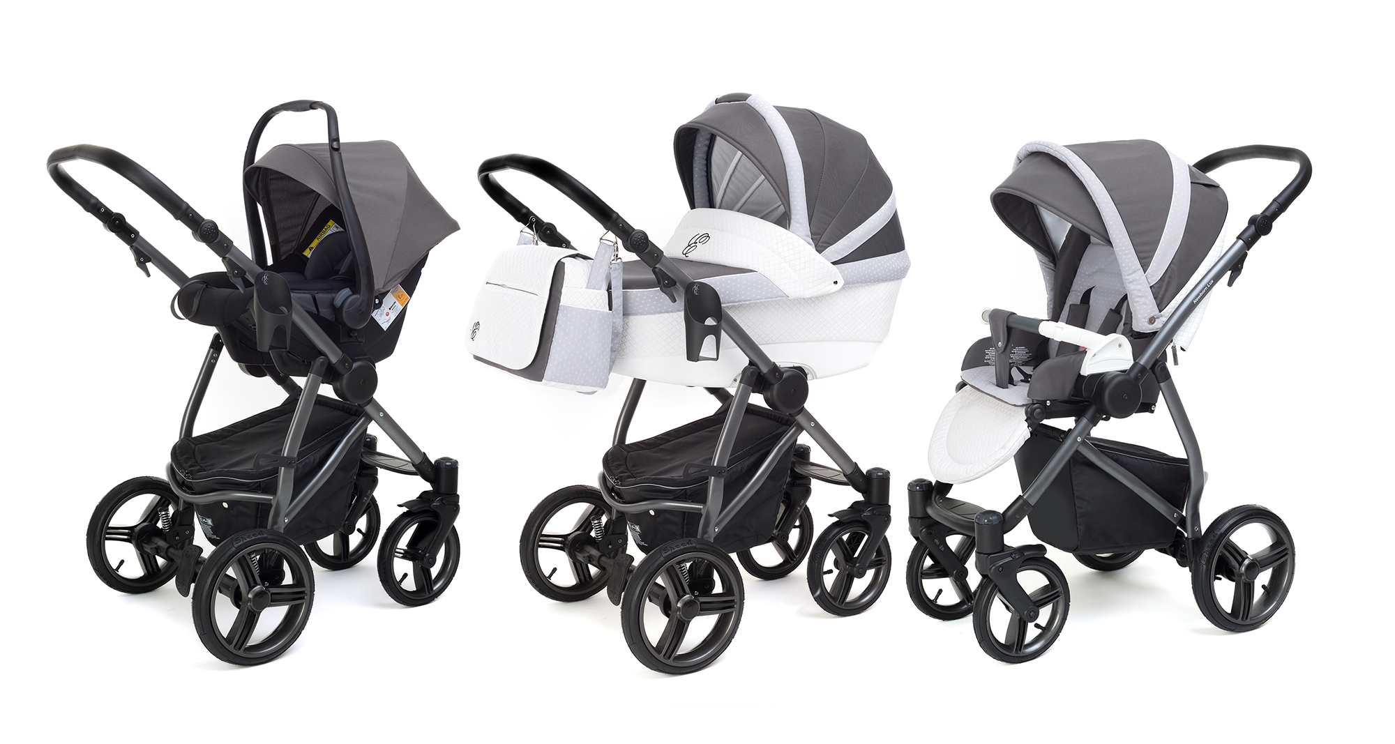 Коляска 3 в 1 Esspero Grand Newborn Lux (шасси Graphite) Royal Silver