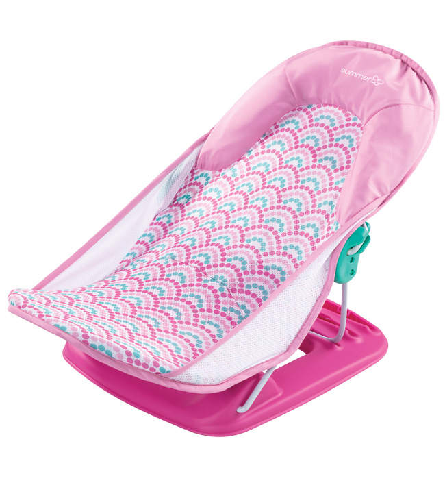 Лежак с подголовником для купания Summer Infant Deluxe Baby Bather розовый/волны