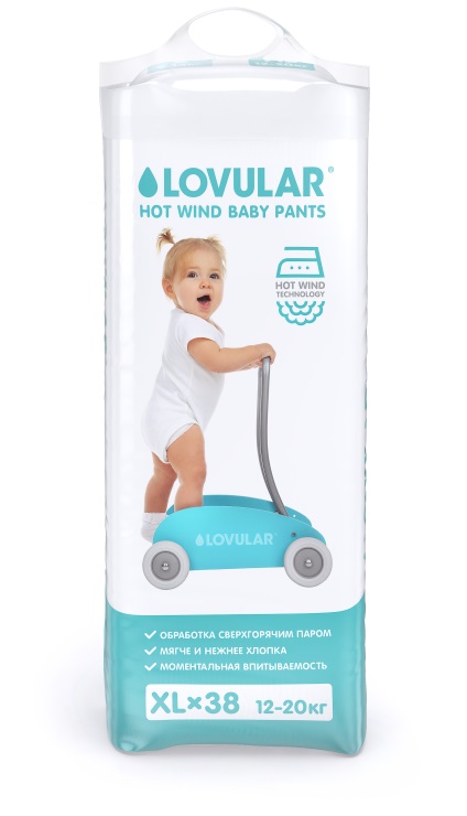 Трусики-подгузники Lovular Hot Wind XL, 12-20 кг, 38 шт/уп
