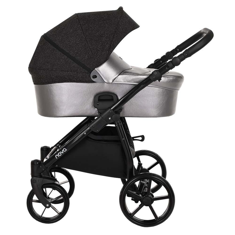 Коляска 2 в 1 Tutis Novo Reflective Pearl Metalic/Black Reflective Print