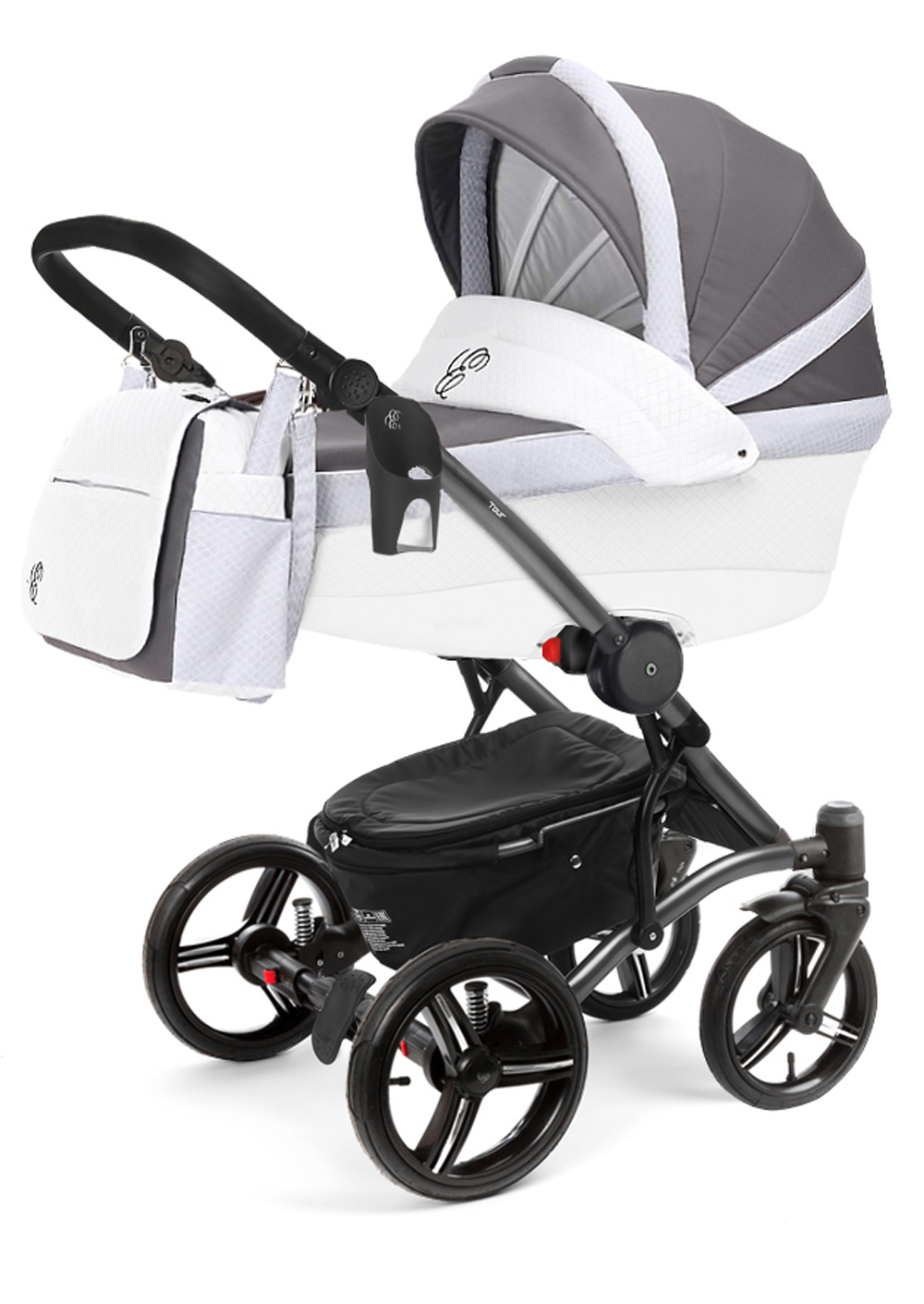 Коляска для новорожденных Esspero Tour Leatherette (шасси White) Royal Light Grey