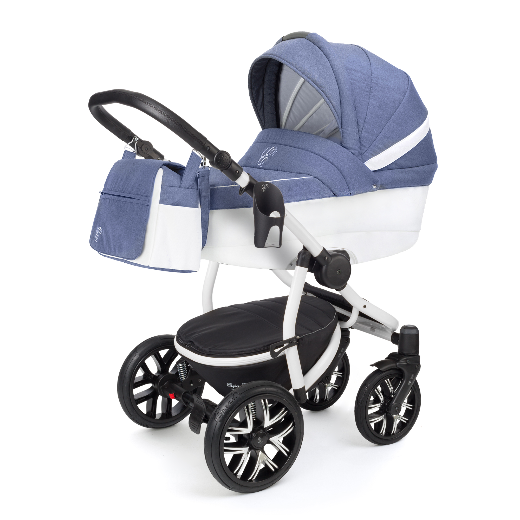 Коляска для новорожденных Esspero Grand Discovery (шасси White) Jeans Blue