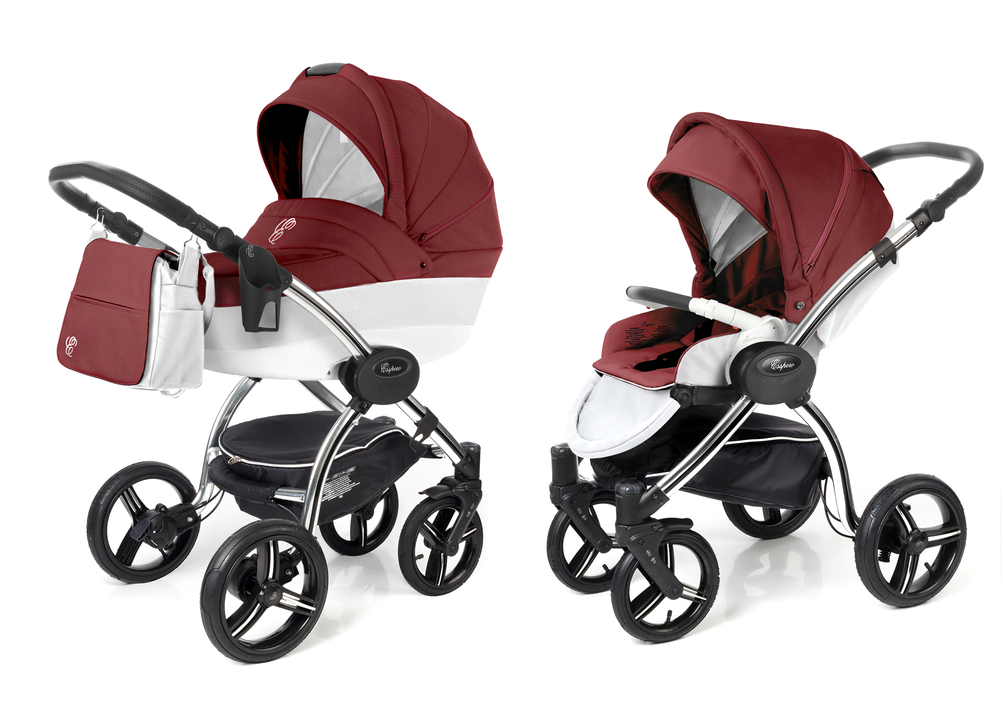 Коляска 2 в 1 Esspero Grand I-Nova (шасси Chrome) Cherry leatherette