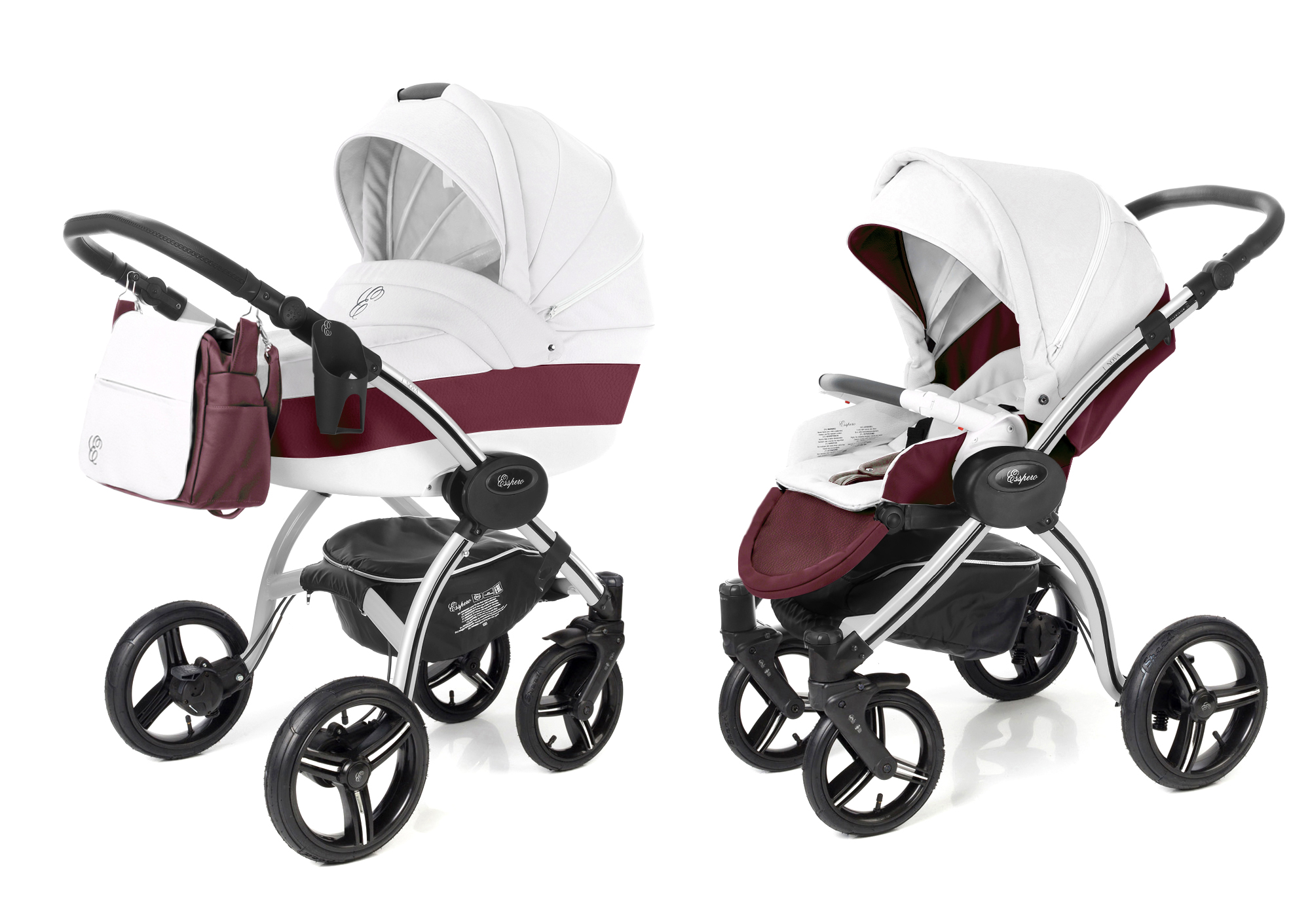 Коляска 2 в 1 Esspero Grand I-Nova (шасси Grey) Maroon leatherette
