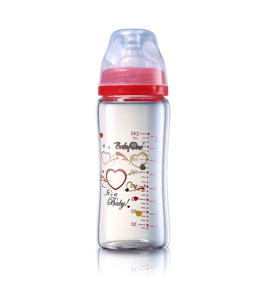 Бутылочка стеклянная с широким горлышком BabyOno 260 мл