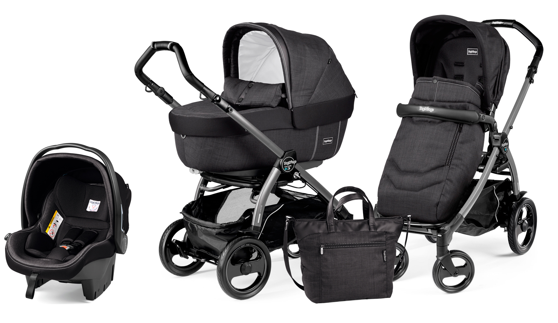 Коляска 3 в 1 Peg Perego Book 51 S Elite Set Modular (шасси Jet) Onyx