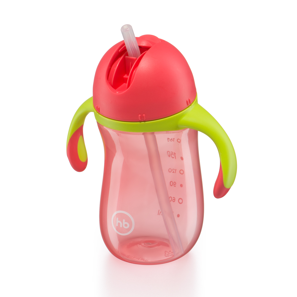 Поильник с трубочкой и ручками Happy Baby 2.0 (260мл.) Red