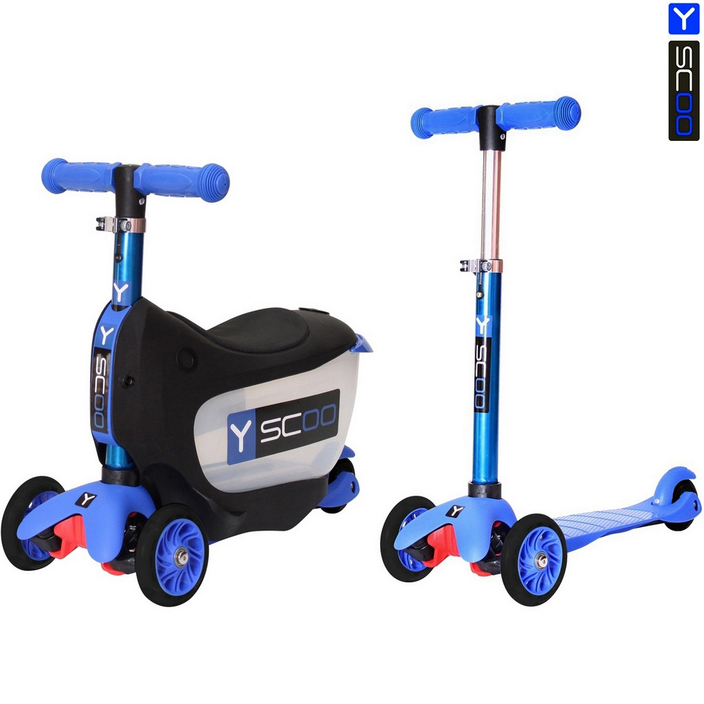 Каталка-самокат 3 в 1 Y-SCOO Mini Jump&Go dark blue