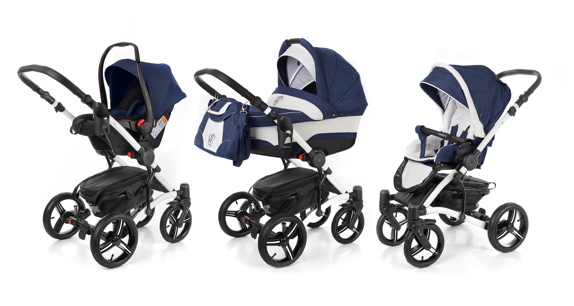 Коляска 3 в 1 Esspero Tour (шасси White) Navy Grey