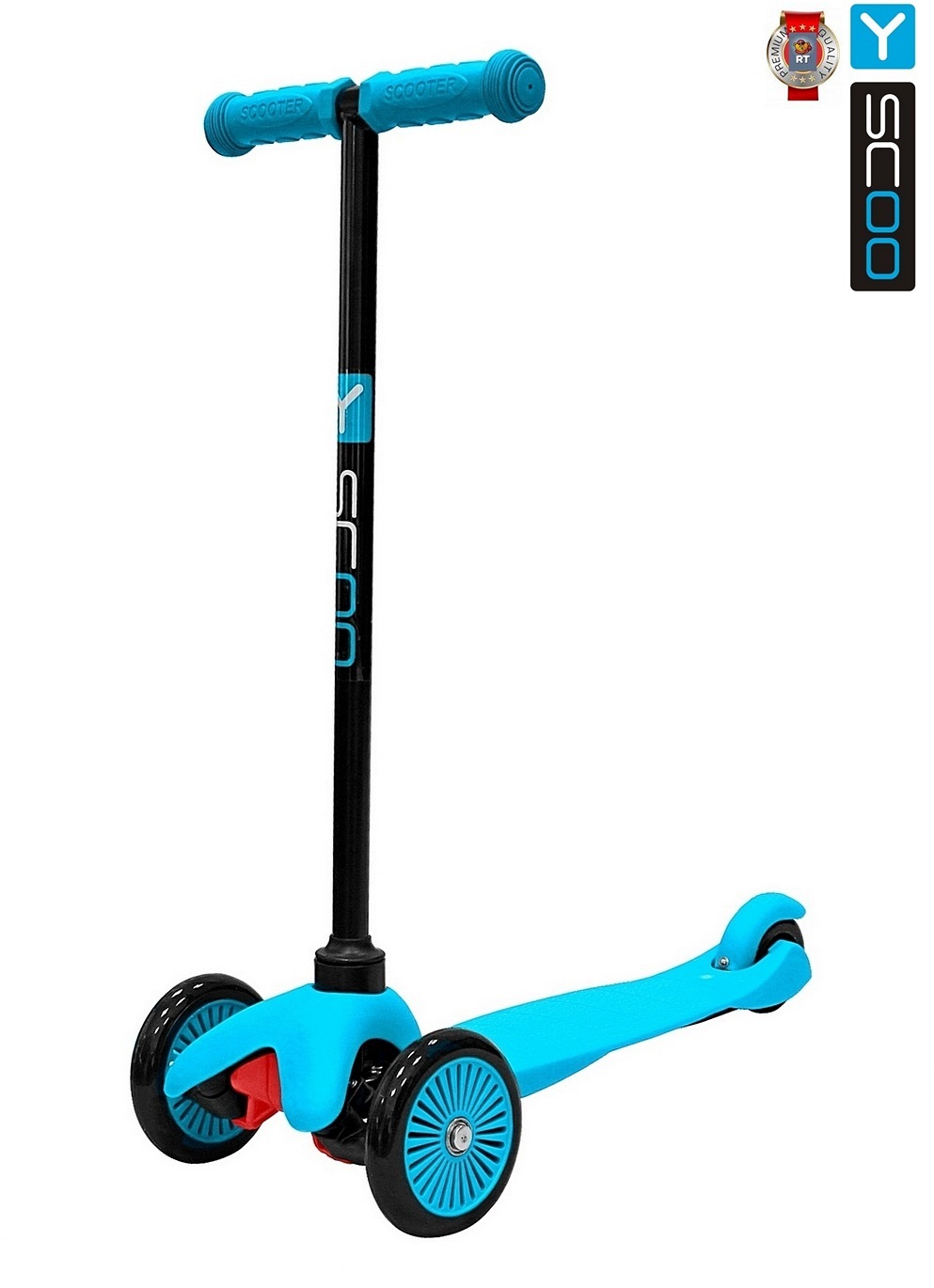 Самокат Y-SCOO mini A-5 Simple с цветными колесами blue