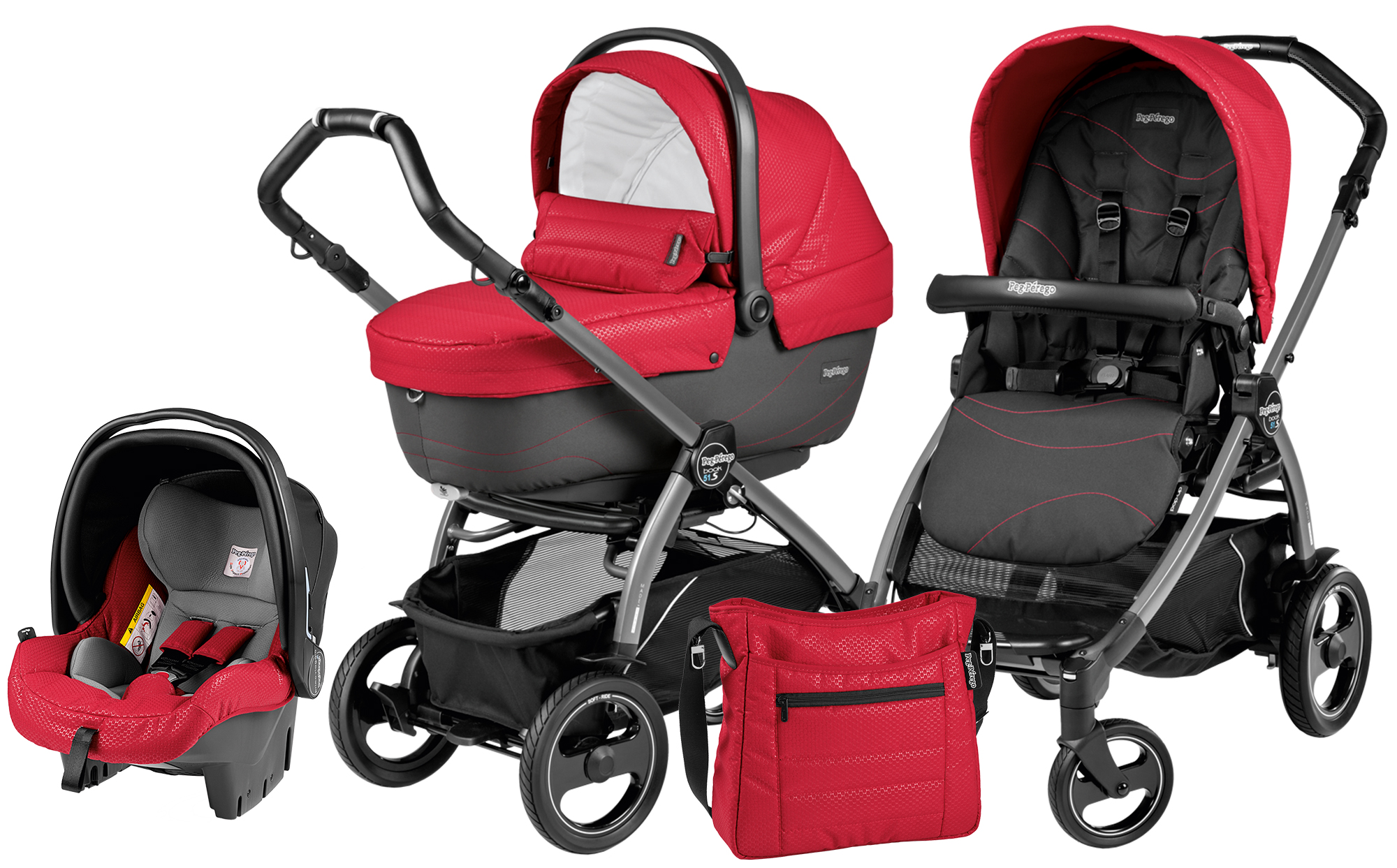 Коляска 3 в 1 Peg Perego Book 51 S XL Set Modular (шасси Jet) Bloom Red