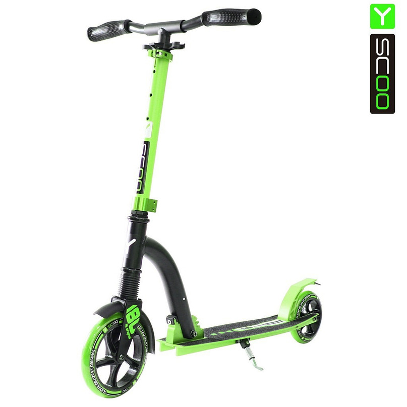 Самокат Y-SCOO RT 180 SLICKER с амортизатором Deluxe green
