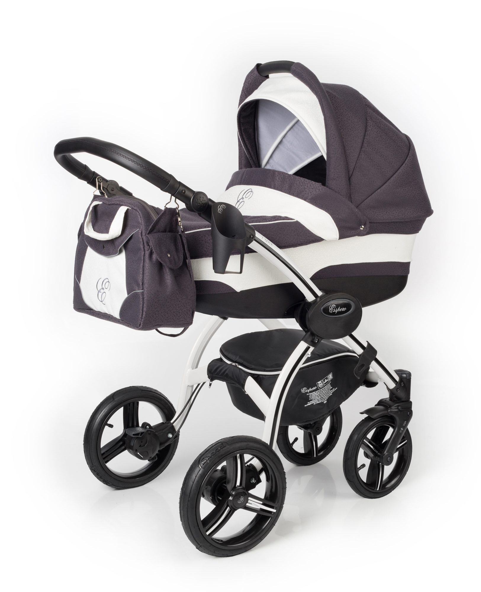 Коляска для новорожденных Esspero I-Nova (шасси White) Grey Leves