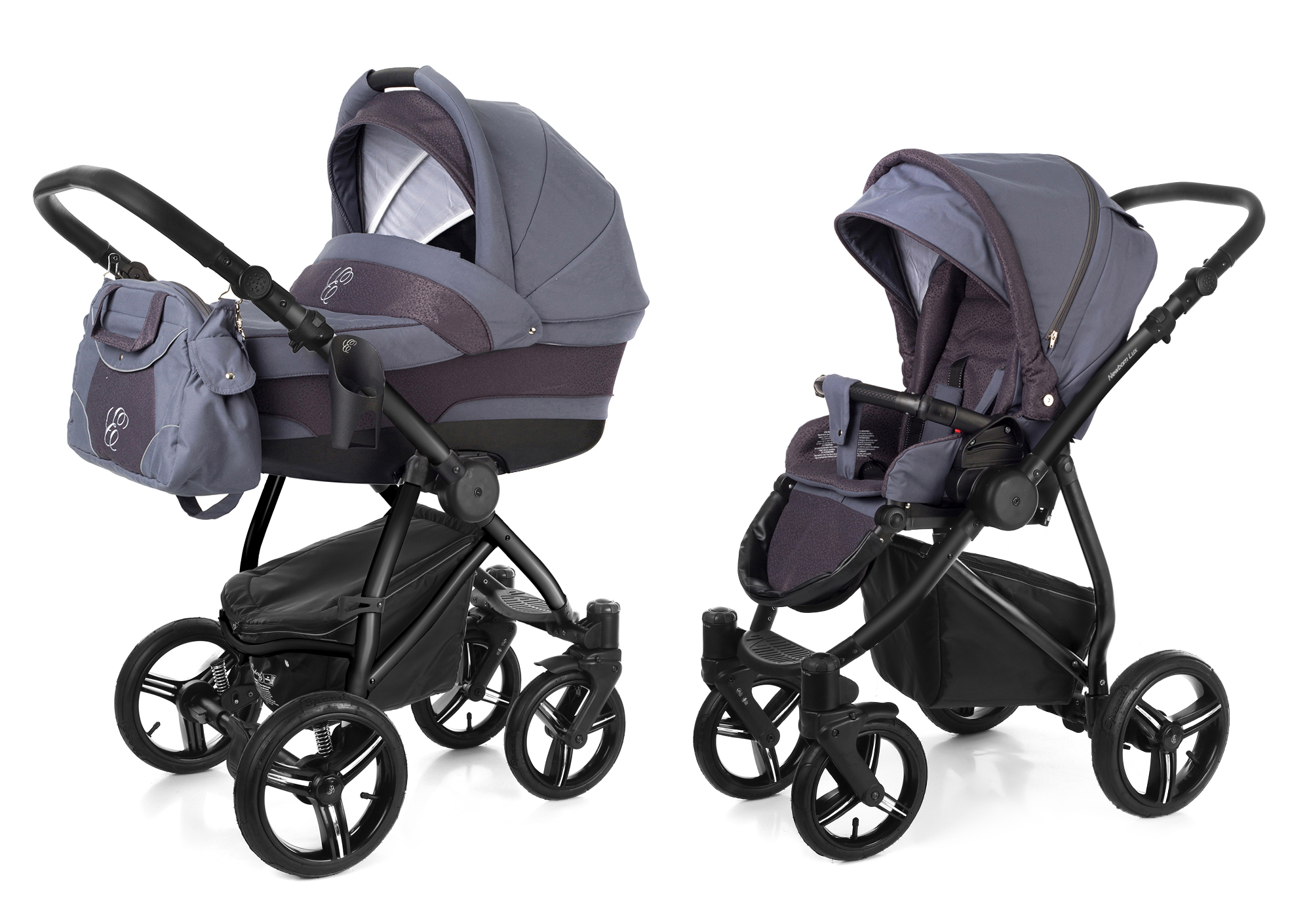 Коляска 2 в 1 Esspero Newborn Lux (шасси Black) Dark Grey