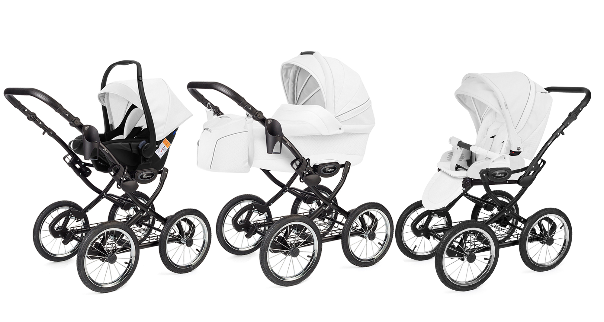 Коляска 3 в 1 Esspero Grand Classic (шасси Black) Nappa White