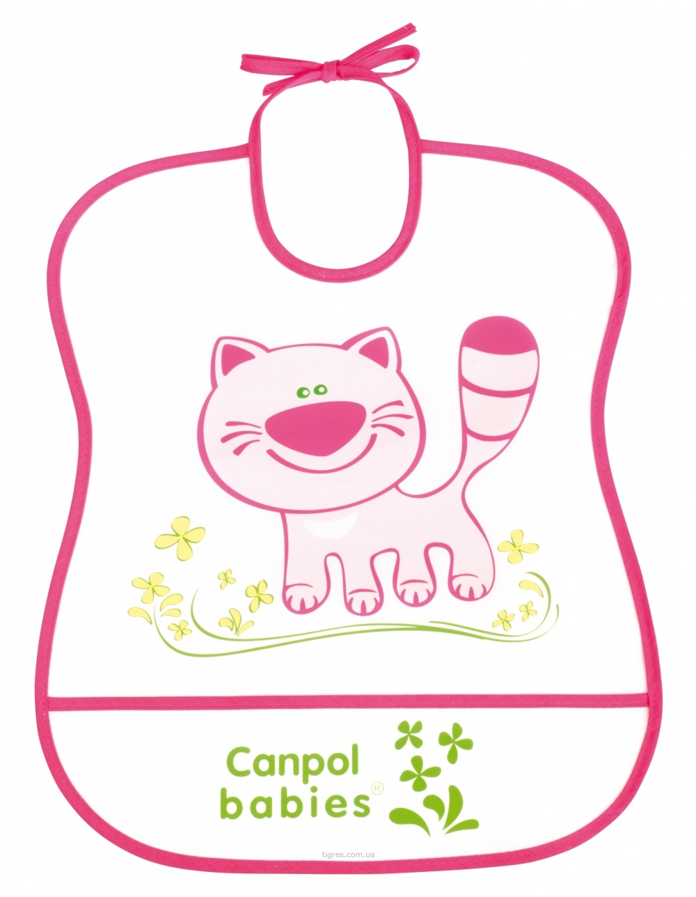 Нагрудник пластиковый мягкий Canpol арт. 2/919 розовый котенок