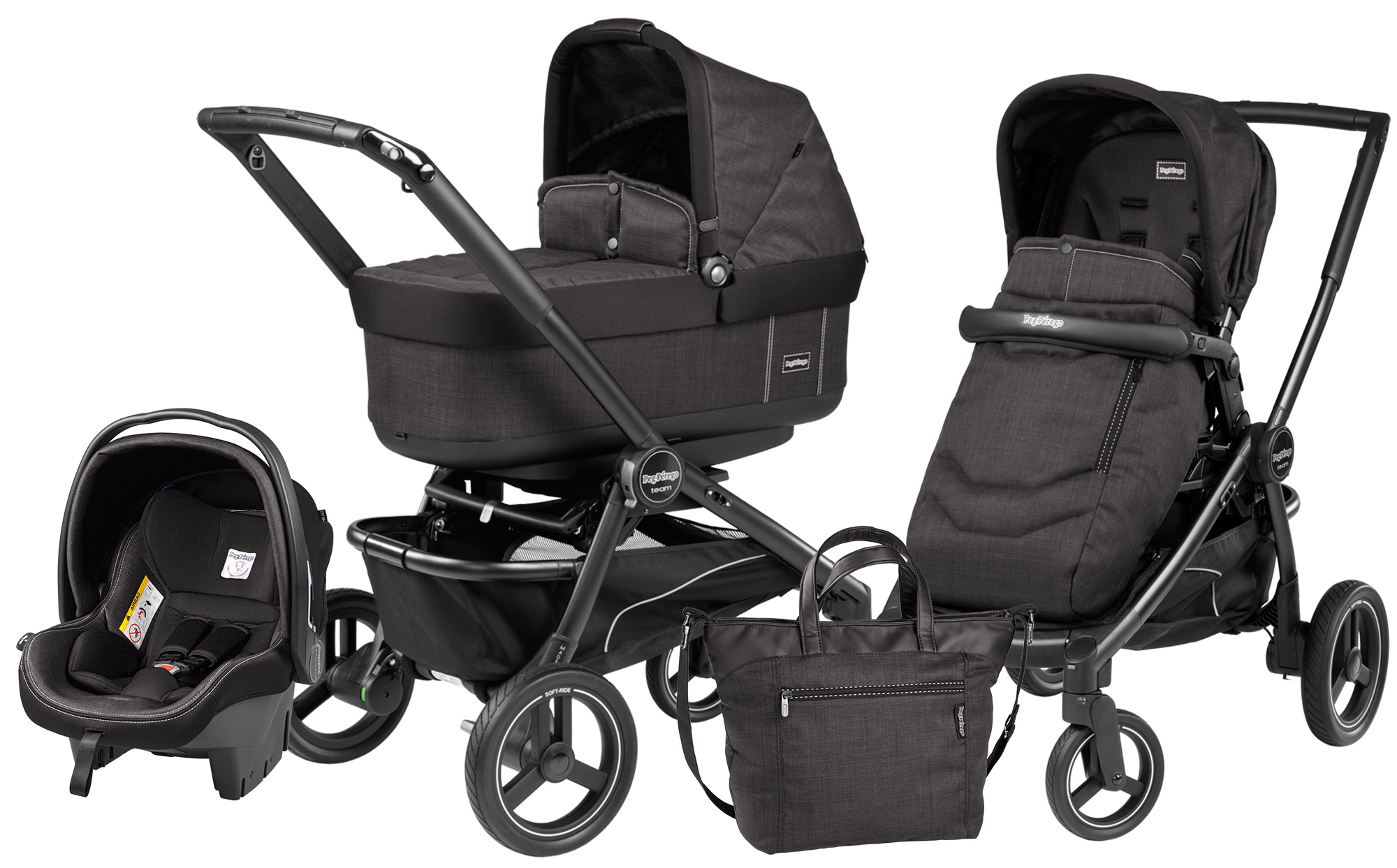 Коляска 3 в 1 Peg Perego Team Pop Up Set Modular Onyx